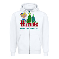 White hermie the elf dentistry    rudolph the red nosed reindeer Zipper Hoodie - linhVisuals