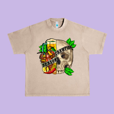 Skull Crawfish Season Urban Heavy Tee Designed By Fadigitalartstudio