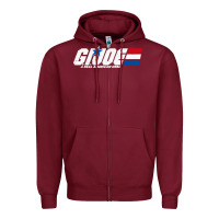 Burgundy distressed army green gi joe Zipper Hoodie - linhVisuals