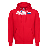 Red distressed army green gi joe Zipper Hoodie - linhVisuals
