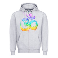 Heather Grey womens om symbol   psy trance goa yoga meditation buddhism buddhist v Zipper Hoodie - linhVisuals