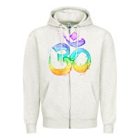 Oatmeal Heather womens om symbol   psy trance goa yoga meditation buddhism buddhist v Zipper Hoodie - linhVisuals