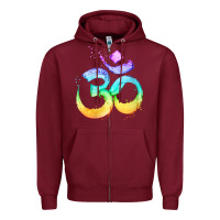 Burgundy womens om symbol   psy trance goa yoga meditation buddhism buddhist v Zipper Hoodie - linhVisuals
