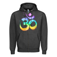 Charcoal Heather womens om symbol   psy trance goa yoga meditation buddhism buddhist v Zipper Hoodie - linhVisuals