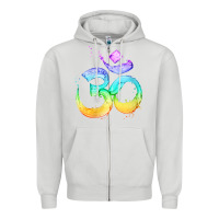 Dove Grey womens om symbol   psy trance goa yoga meditation buddhism buddhist v Zipper Hoodie - linhVisuals