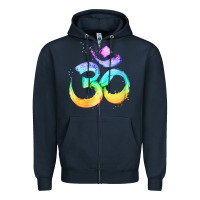 Navy womens om symbol   psy trance goa yoga meditation buddhism buddhist v Zipper Hoodie - linhVisuals