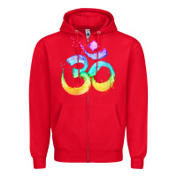 Red womens om symbol   psy trance goa yoga meditation buddhism buddhist v Zipper Hoodie - linhVisuals