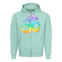 Seafoam womens om symbol   psy trance goa yoga meditation buddhism buddhist v Zipper Hoodie - linhVisuals