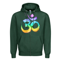 Sports Green womens om symbol   psy trance goa yoga meditation buddhism buddhist v Zipper Hoodie - linhVisuals
