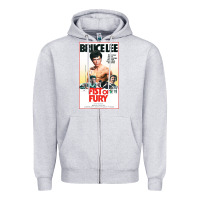 Heather Grey fist of fury by bruce Zipper Hoodie - linhVisuals