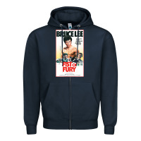 Navy fist of fury by bruce Zipper Hoodie - linhVisuals