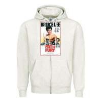 Oatmeal Heather fist of fury by bruce Zipper Hoodie - linhVisuals
