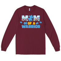 Burgundy LIL Autism Mom Long Sleeve Tee - CowhideDigitalArt