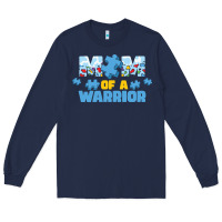Navy LIL Autism Mom Long Sleeve Tee - CowhideDigitalArt
