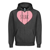 Charcoal Heather i heart steak Zipper Hoodie - linhVisuals
