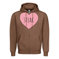 Chestnut i heart steak Zipper Hoodie - linhVisuals