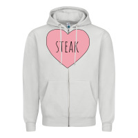 Dove Grey i heart steak Zipper Hoodie - linhVisuals