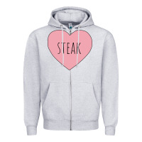 Heather Grey i heart steak Zipper Hoodie - linhVisuals