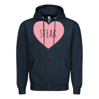 Navy i heart steak Zipper Hoodie - linhVisuals
