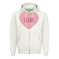 Oatmeal Heather i heart steak Zipper Hoodie - linhVisuals