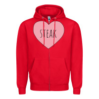 Red i heart steak Zipper Hoodie - linhVisuals