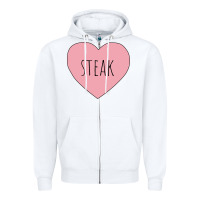 White i heart steak Zipper Hoodie - linhVisuals