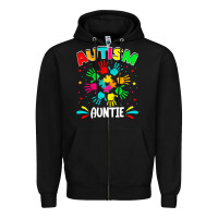 Black autistic auntie puzzle support family autism awareness sweatshirt Zipper Hoodie - linhVisuals