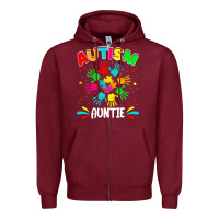 Burgundy autistic auntie puzzle support family autism awareness sweatshirt Zipper Hoodie - linhVisuals
