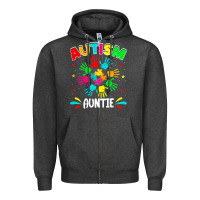 Charcoal Heather autistic auntie puzzle support family autism awareness sweatshirt Zipper Hoodie - linhVisuals