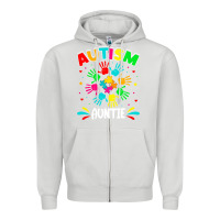 Dove Grey autistic auntie puzzle support family autism awareness sweatshirt Zipper Hoodie - linhVisuals