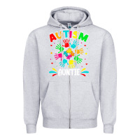 Heather Grey autistic auntie puzzle support family autism awareness sweatshirt Zipper Hoodie - linhVisuals