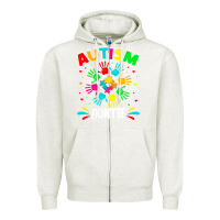 Oatmeal Heather autistic auntie puzzle support family autism awareness sweatshirt Zipper Hoodie - linhVisuals