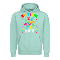Seafoam autistic auntie puzzle support family autism awareness sweatshirt Zipper Hoodie - linhVisuals