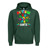 Sports Green autistic auntie puzzle support family autism awareness sweatshirt Zipper Hoodie - linhVisuals