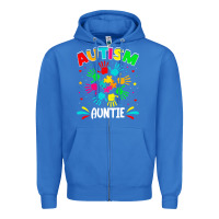 True Royal autistic auntie puzzle support family autism awareness sweatshirt Zipper Hoodie - linhVisuals