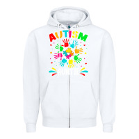 White autistic auntie puzzle support family autism awareness sweatshirt Zipper Hoodie - linhVisuals