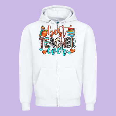 Best Teacher Ever Zipper Hoodie Designed By Jahusdesignshop