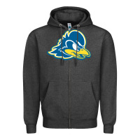Charcoal Heather delaware blue hens Zipper Hoodie - linhVisuals