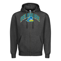 Charcoal Heather delaware blue hens Zipper Hoodie - linhVisuals