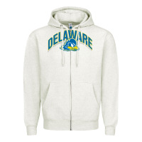 Oatmeal Heather delaware blue hens Zipper Hoodie - linhVisuals