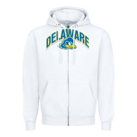 White delaware blue hens Zipper Hoodie - linhVisuals