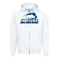 White hofstra pride Zipper Hoodie - linhVisuals