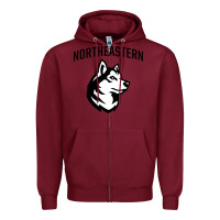 Burgundy northeastern huskies Zipper Hoodie - linhVisuals