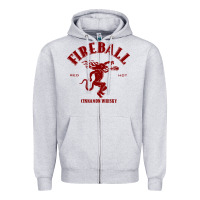 Heather Grey vintag fireball   whisky Zipper Hoodie - linhVisuals