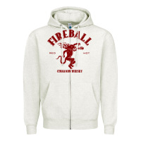 Oatmeal Heather vintag fireball   whisky Zipper Hoodie - linhVisuals