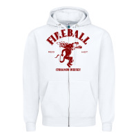 White vintag fireball   whisky Zipper Hoodie - linhVisuals