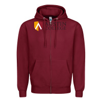 Burgundy austin, college Zipper Hoodie - linhVisuals