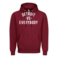 Burgundy det roit vs everybody Zipper Hoodie - linhVisuals