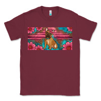 Burgundy french bulldog floral license plate Classic Tee - Artiststas