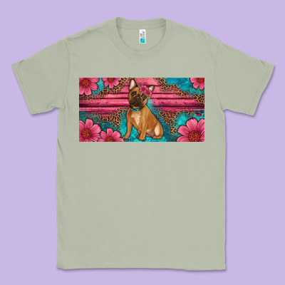 French Bulldog Floral License Plate Classic Tee Designed By Artiststas